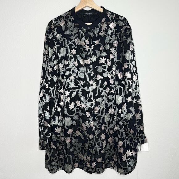 LAFAYETTE 148 NEW YORK Brayden Long-Sleeve Button-Front Floral-Burnout Blouse 3X - Picture 1 of 7